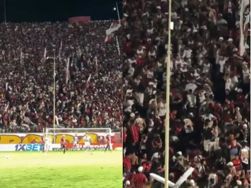 Torcedores do Vitória desabam de arquibancada durante confusão